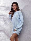 Cable-Knit Round Neck Sweater Dress - Trendsi - Flyclothing LLC