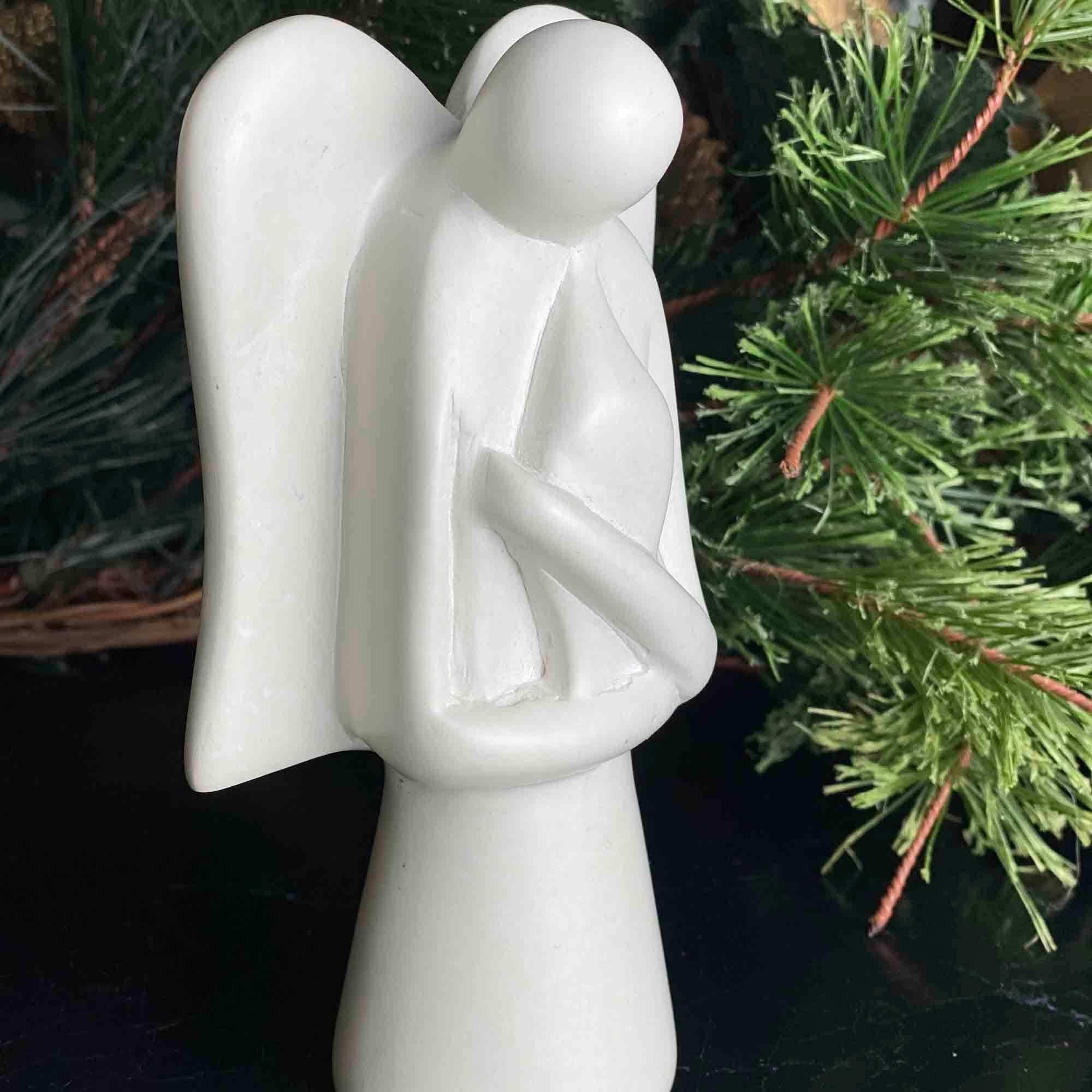 Angel Soapstone Sculpture with Eternal Light - SMOLArt