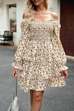 Smocked Flounce Sleeve Ruffled Dress - Trendsi