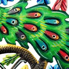 Peacock in Tree Haitian Metal Drum Wall Art - Haitian Artisans