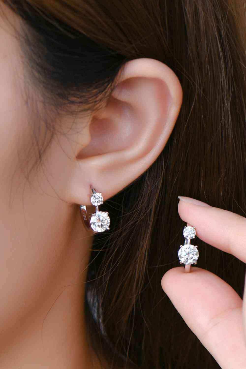 1.3 Carat Moissanite 925 Sterling Silver Earrings - Trendsi - Flyclothing LLC