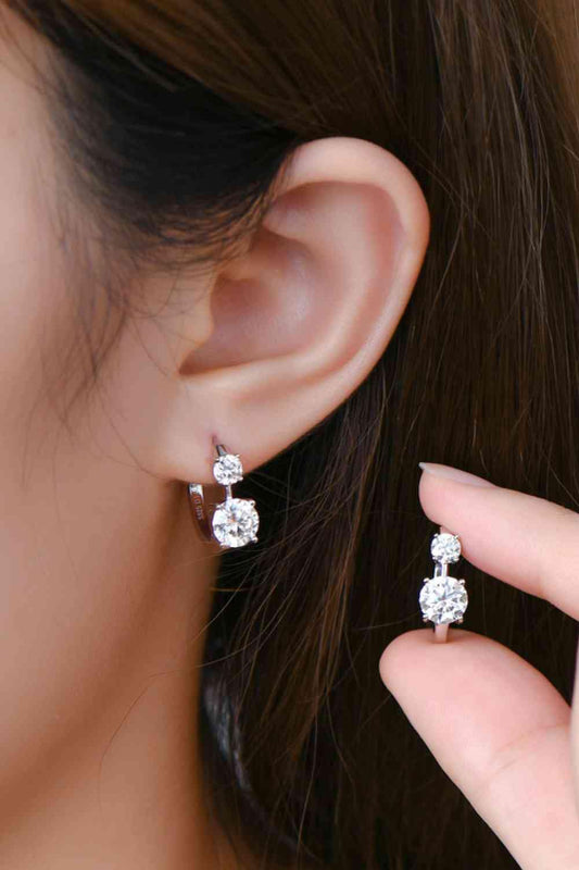 1.3 Carat Moissanite 925 Sterling Silver Earrings - Trendsi