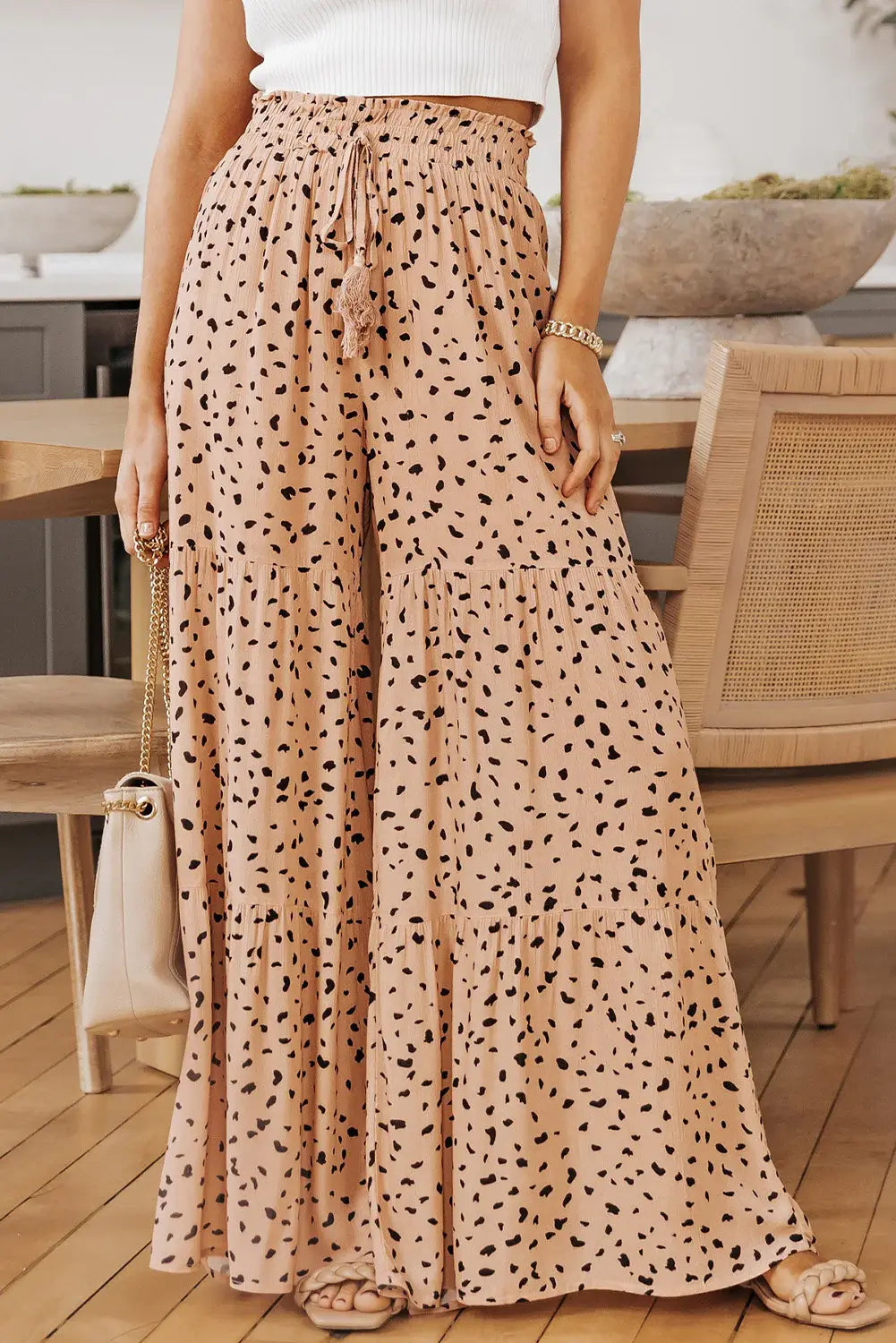 Printed Wide Tiered Pants - Trendsi - Flyclothing LLC