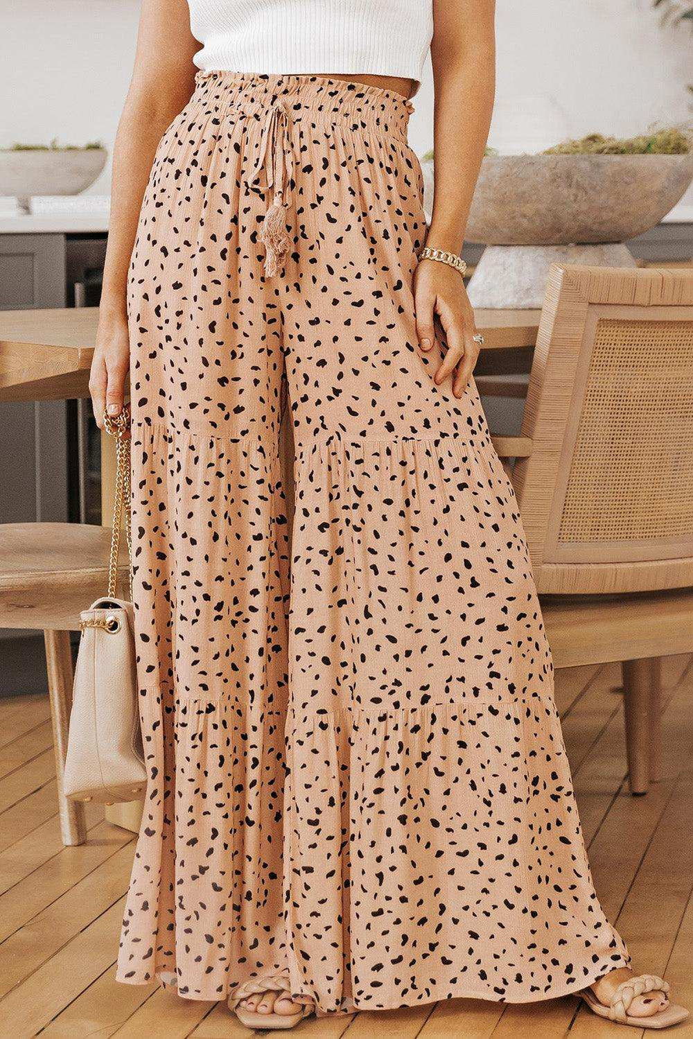 Printed Wide Tiered Pants - Trendsi - Flyclothing LLC