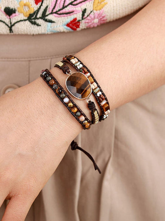 Geometrical Shape Triple-Layer Bracelet - Trendsi