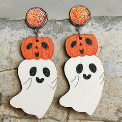 Ghost Shape Wooden Dangle Earrings - Trendsi