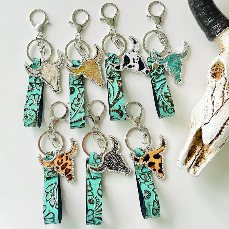 Rhinestone Bull Keychain - Trendsi - Flyclothing LLC