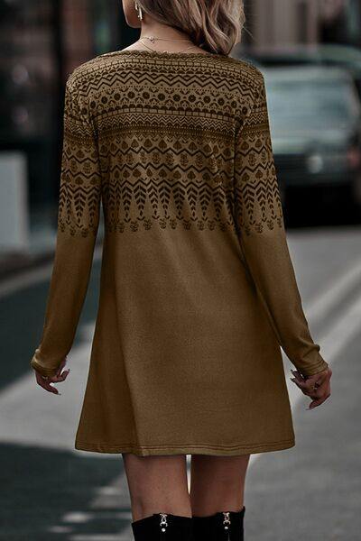 Printed Round Neck Long Sleeve T-Shirt - Trendsi
