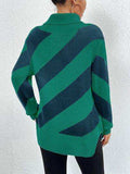 Striped Turtleneck Dropped Shoulder Sweater - Trendsi - Flyclothing LLC