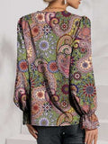 Eyelet V-Neck Flounce Sleeve Blouse - Trendsi - Flyclothing LLC