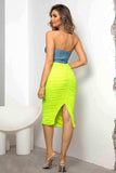 Contrast Sweetheart Neck Strapless Dress - Trendsi - Flyclothing LLC