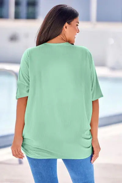 Plus Size Ribbed Cocoon Cover Up - Trendsi - Flyclothing LLC