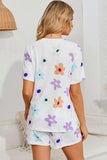 Floral Round Neck Raglan Sleeve Top and Shorts Lounge Set - Trendsi - Flyclothing LLC