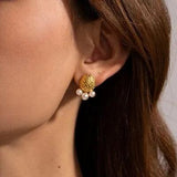 Imitation Pearl Stainless Steel Stud Earrings - Trendsi
