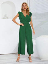 Ruffled Surplice Cap Sleeve Jumpsuit - Trendsi - Flyclothing LLC