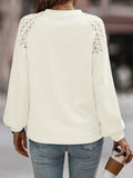 Lantern Sleeve Round Neck Blouse - Trendsi