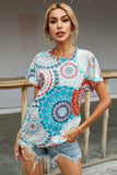 Printed Round Neck Short Sleeve Tee - Trendsi - Flyclothing LLC