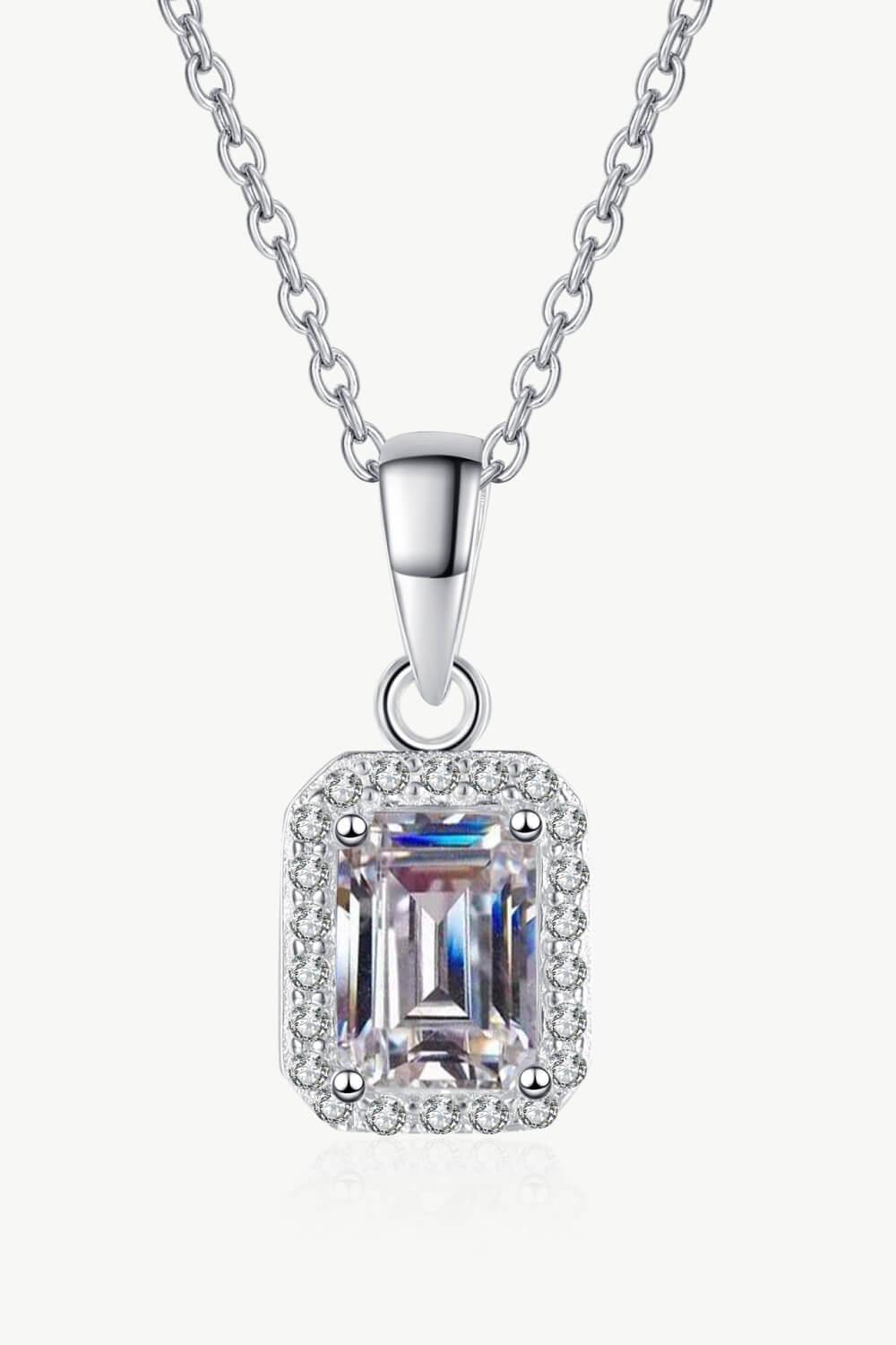 Square Moissanite Pendant Chain Necklace - Flyclothing LLC