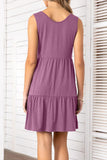 Decorative Button Scoop Neck Sleeveless Tiered Dress - Trendsi