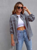 Distressed Drop Shoulder Denim Jacket - Trendsi - Flyclothing LLC