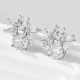 Zircon 925 Sterling Silver Flower Stud Earrings - Flyclothing LLC