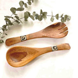 Olive Wood Serving Set, Small with Batik Inlay - Jedando - Flyclothing LLC