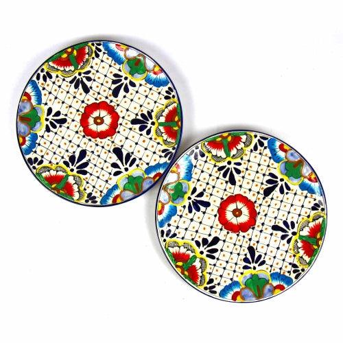 Dinner Plates 11.8in - Dots and Flowers, Set of Two - Encantada - Flyclothing LLC