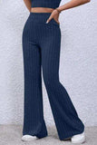 Basic Bae Full Size Ribbed High Waist Flare Pants - Trendsi - Flyclothing LLC