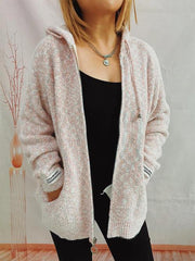 Zip Up Drawstring Long Sleeve Hooded Sweater - Flyclothing LLC