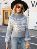 Turtleneck Lantern Sleeve Sweater - Trendsi - Flyclothing LLC