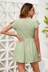 Decorative Button V-Neck Cap Sleeve Blouse - Trendsi - Flyclothing LLC