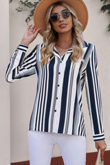 Striped Button-Down Long Sleeve Shirt - Flyclothing LLC