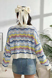 Striped Openwork Dropped Shoulder Sweater - Trendsi - Flyclothing LLC