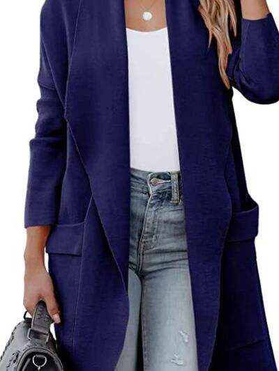 Open Front Dropped Shoulder Outerwear - Trendsi - Flyclothing LLC