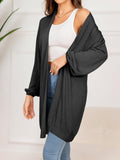 Dropped Shoulder Open Front Longline Cardigan - Trendsi