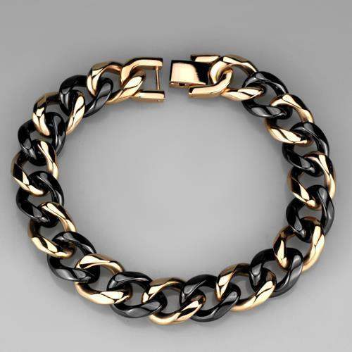 Alamode IP Rose Gold(Ion Plating) Stainless Steel Bracelet with Ceramic in Jet - Alamode - Flyclothing LLC