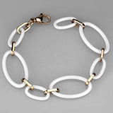 Alamode IP Rose Gold(Ion Plating) Stainless Steel Bracelet with Ceramic in White - Alamode - Flyclothing LLC