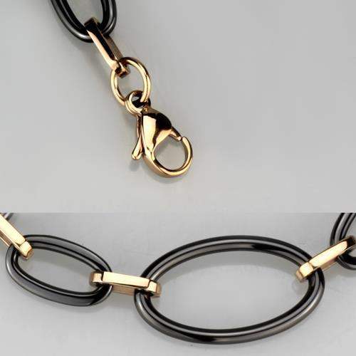 Alamode IP Rose Gold(Ion Plating) Stainless Steel Bracelet with Ceramic in Jet - Alamode - Flyclothing LLC