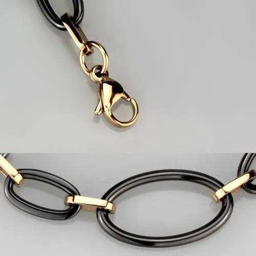 Alamode IP Rose Gold(Ion Plating) Stainless Steel Bracelet with Ceramic in Jet - Alamode - Flyclothing LLC