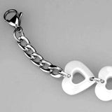 Alamode High polished (no plating) Stainless Steel Bracelet with Ceramic in White - Alamode