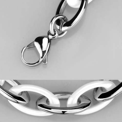 Alamode High polished (no plating) Stainless Steel Bracelet with Ceramic in White - Alamode - Flyclothing LLC