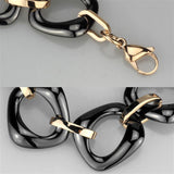 Alamode IP Rose Gold(Ion Plating) Stainless Steel Bracelet with Ceramic in Jet - Alamode