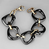 Alamode IP Rose Gold(Ion Plating) Stainless Steel Bracelet with Ceramic in Jet - Alamode