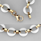 Alamode IP Rose Gold(Ion Plating) Stainless Steel Bracelet with Ceramic in White - Alamode