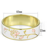 Alamode Gold White Metal Bangle with Epoxy in White - Alamode