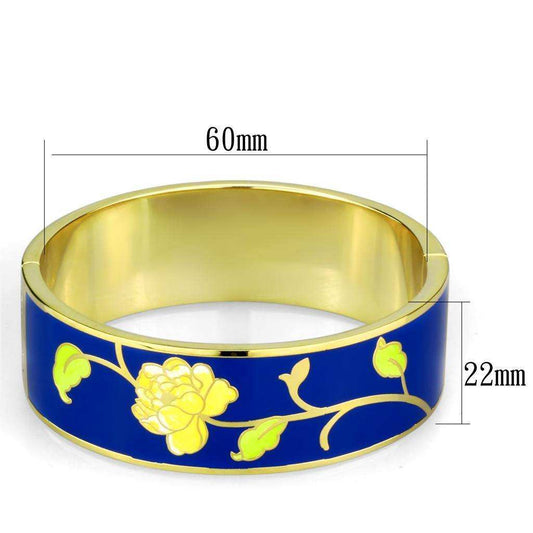 Alamode Gold White Metal Bangle with Epoxy in Capri Blue - Alamode - Flyclothing LLC