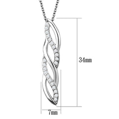 Alamode Rhodium Brass Chain Pendant with AAA Grade CZ in Clear - Flyclothing LLC