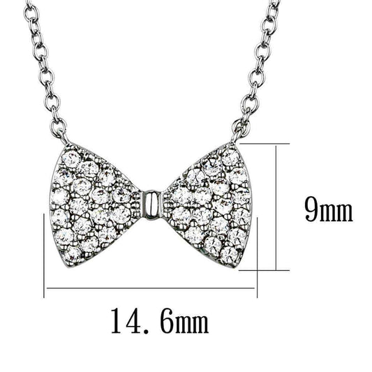 Alamode Rhodium Brass Chain Pendant with AAA Grade CZ in Clear - Alamode - Flyclothing LLC
