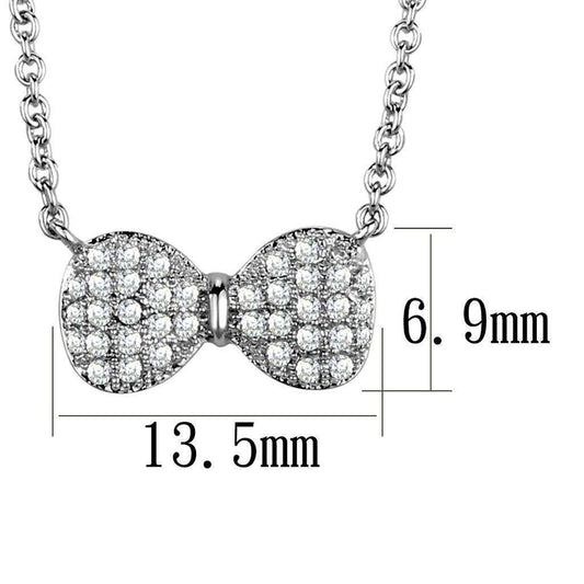 Alamode Rhodium Brass Chain Pendant with AAA Grade CZ in Clear - Alamode - Flyclothing LLC