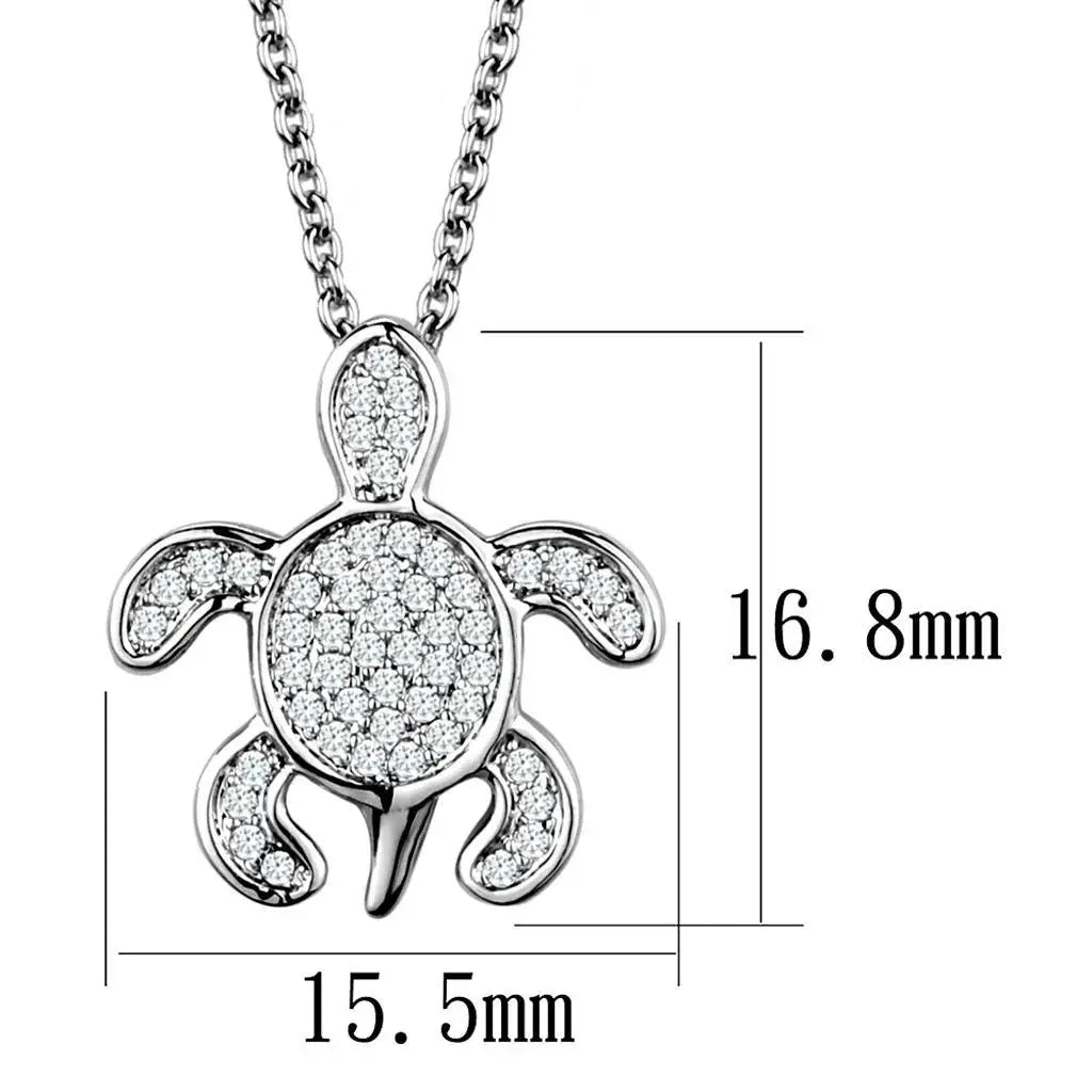 Alamode Rhodium Brass Chain Pendant with AAA Grade CZ in Clear - Alamode - Flyclothing LLC